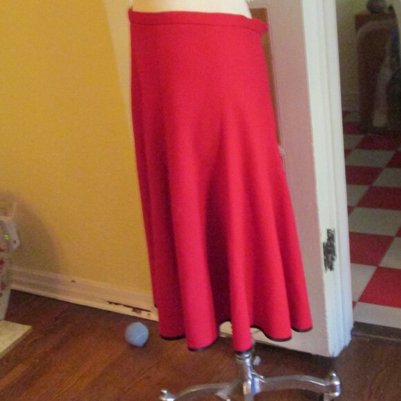 Red Light Wool Circle Skirt Black Trim Medium - Picture 2 of 6